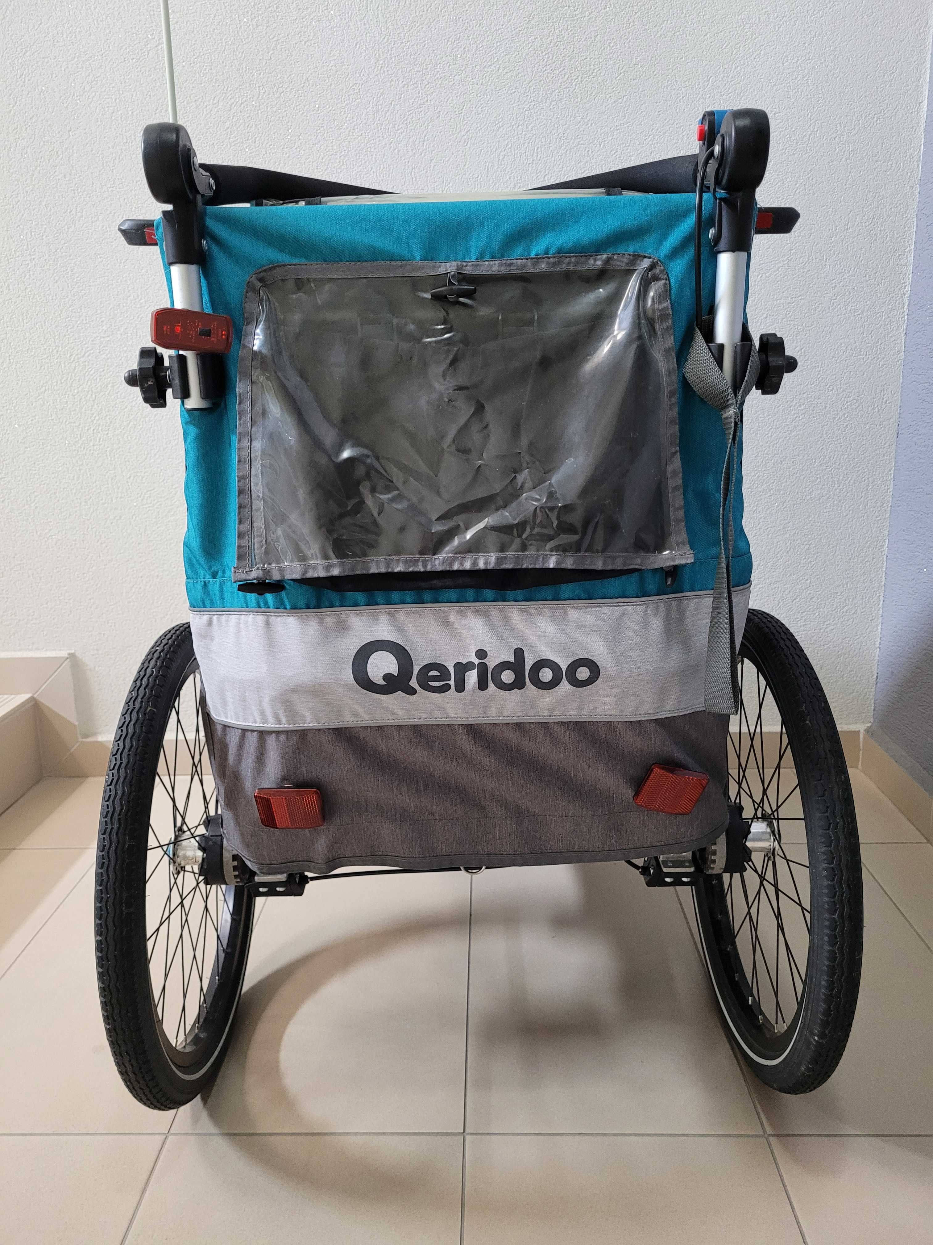 Przyczepka Qeridoo Sportrex 1 + dwa oryginalne złącza do roweru.
