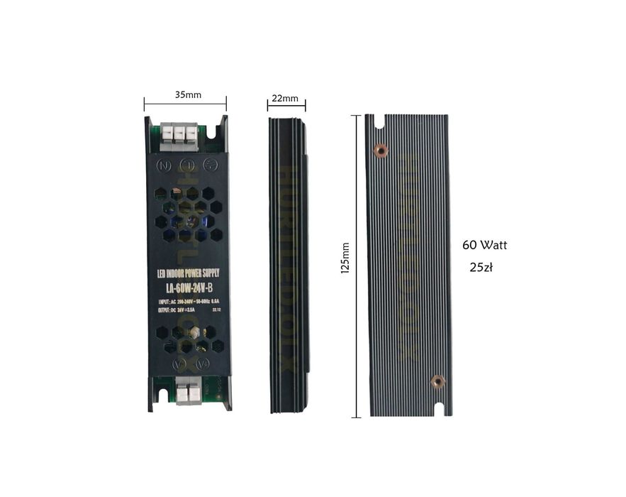 Zasilacz 24V LED SLIM do taśm LED 24V 2.5A 8.3A 16.7A 60W 200W 400W
