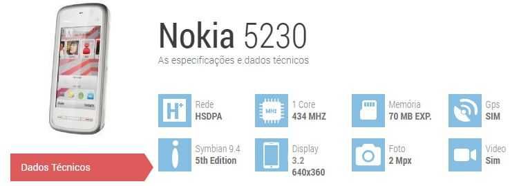 Telemóvel Nokia 5230 (com GPS Nokia)