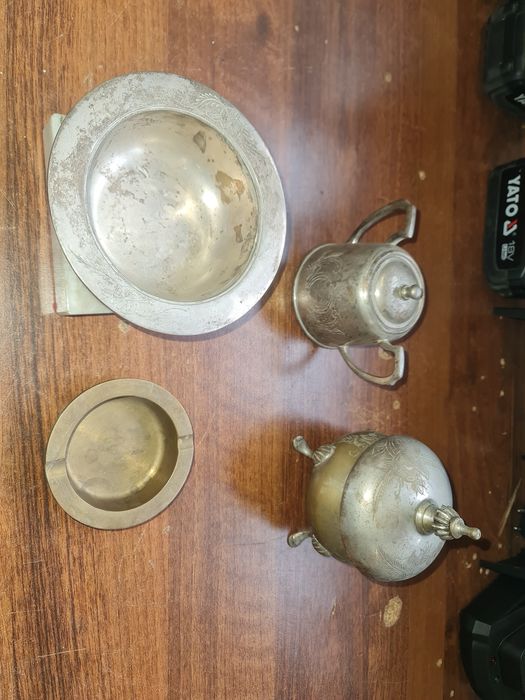 Zestaw naczyń posrebrzanych PRL