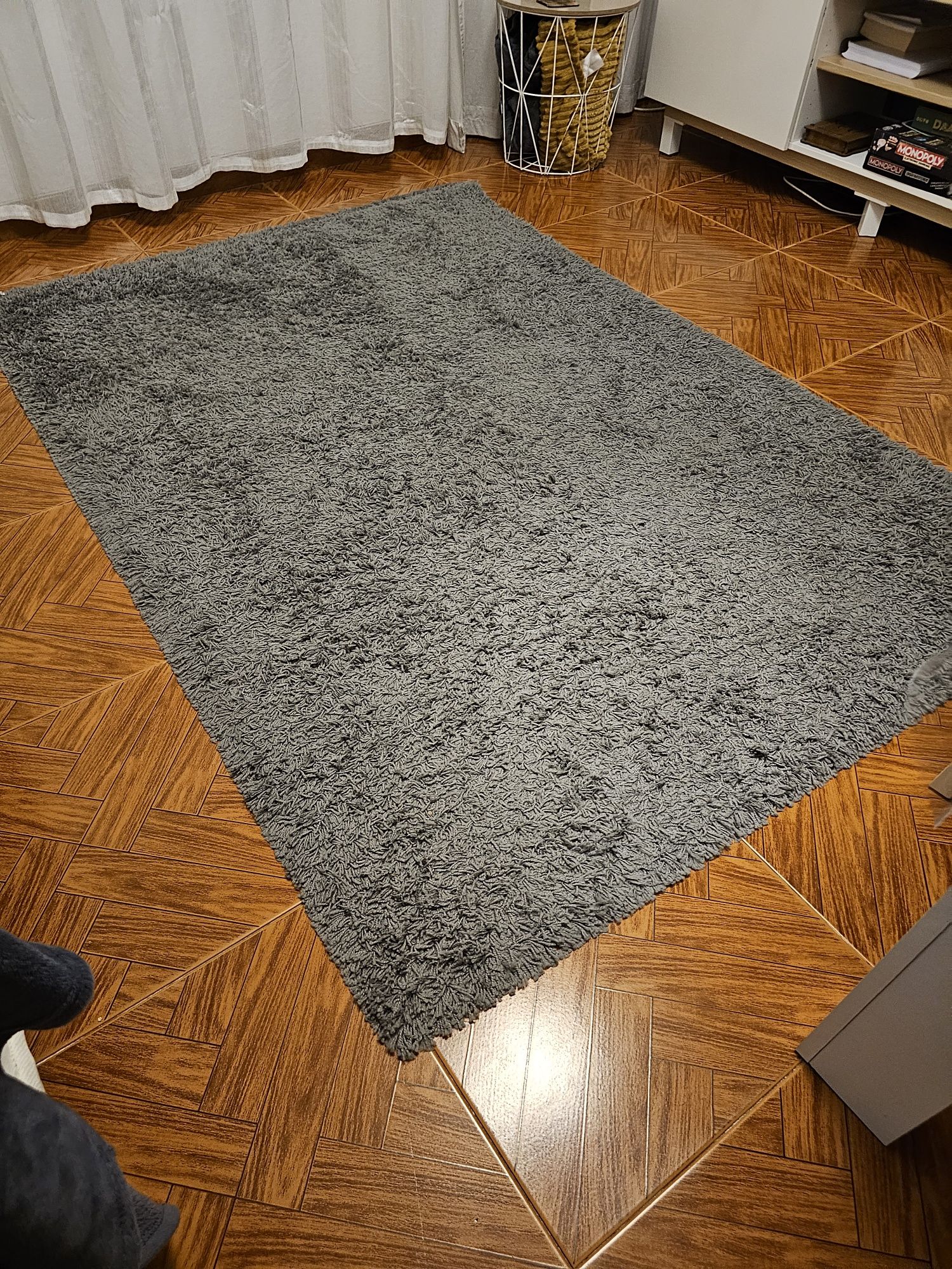 Tapete pelo curto, cinz. 133x195 cm