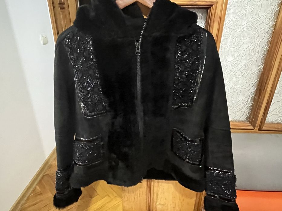 Дублянка натуральна. Із вставками. Чорна з вишивкою