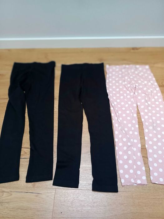 Spodnie leginsy czarne 128 nowe komplet