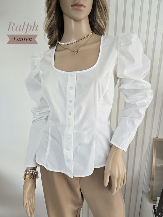 Koszula bluzka 38 M Ralph Lauren biała bdb bufki
