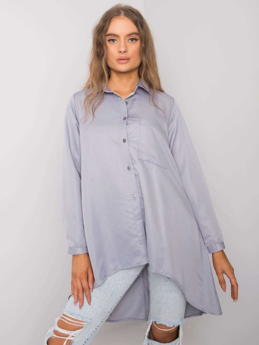 Koszula klasyczna z dłuższym tyłem, szara Brinleigh L/XL