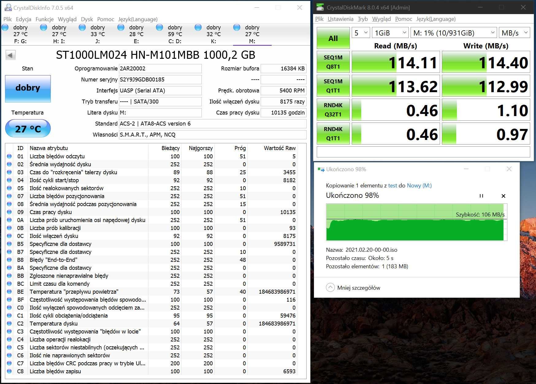 Dysk przenośny Seagate 1TB 2,5" USB 3.0 - jak nowy.