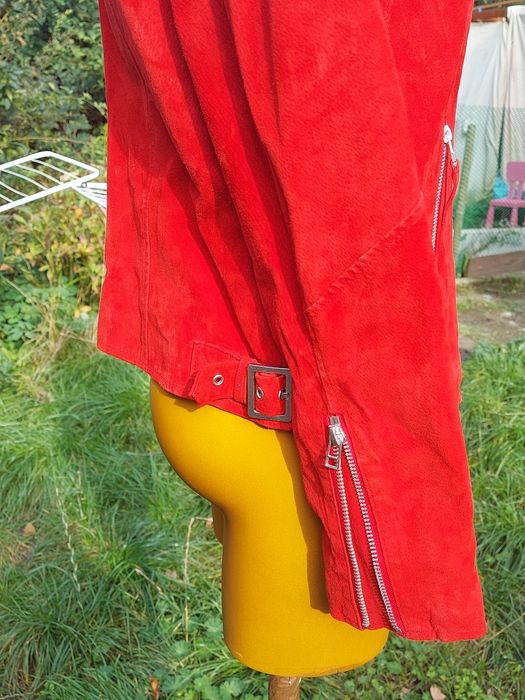 Kurtka ramoneska prawdziwa skóra zamszowa czerwona rozmiar 42 firma C&