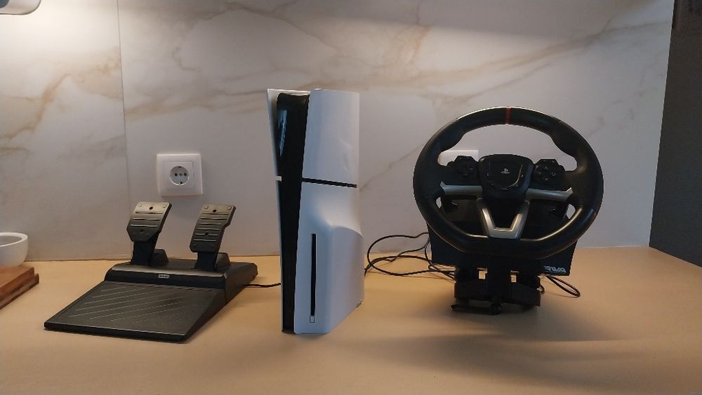 Conjunto de PS5,mais volante com mudanças e pedais