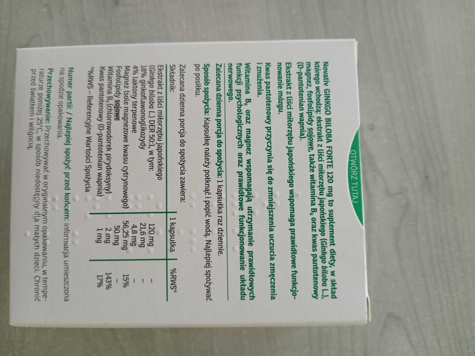 Ginkgo Biloba Forte 120 mg 60 kapsułek pamięć koncentracja