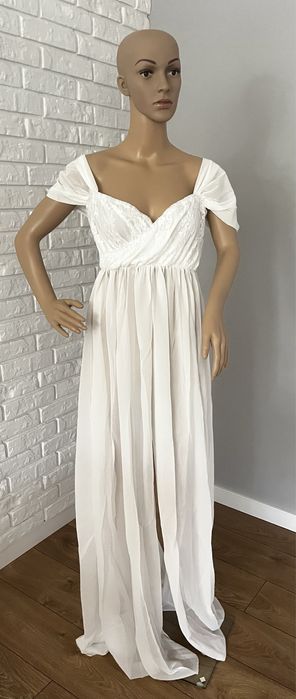 Suknia do sesji ciazowej szyfonowa z rozcieciem S,M,L,XL