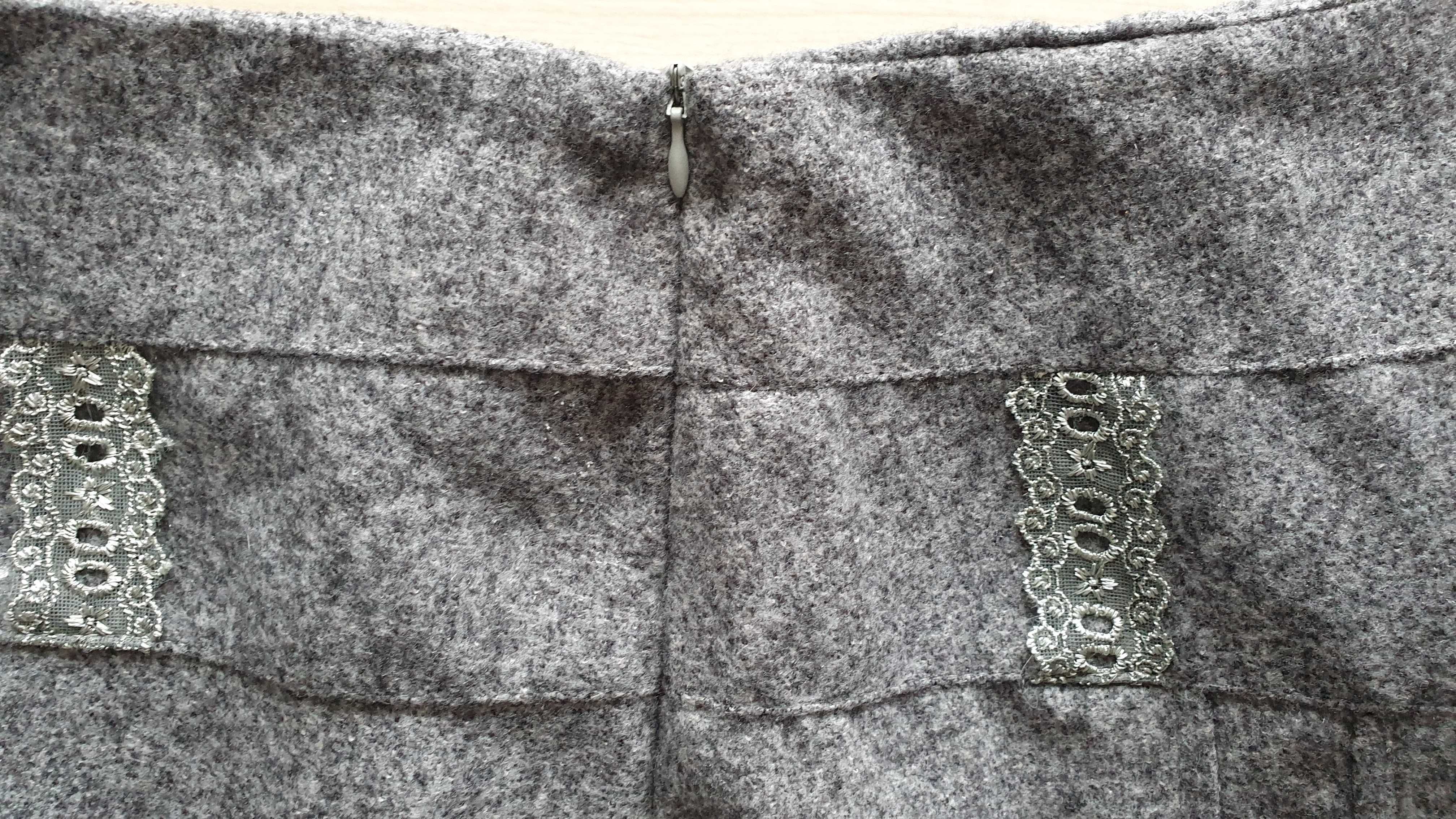 Spódnica szara plisy ciepła z podszewką XL