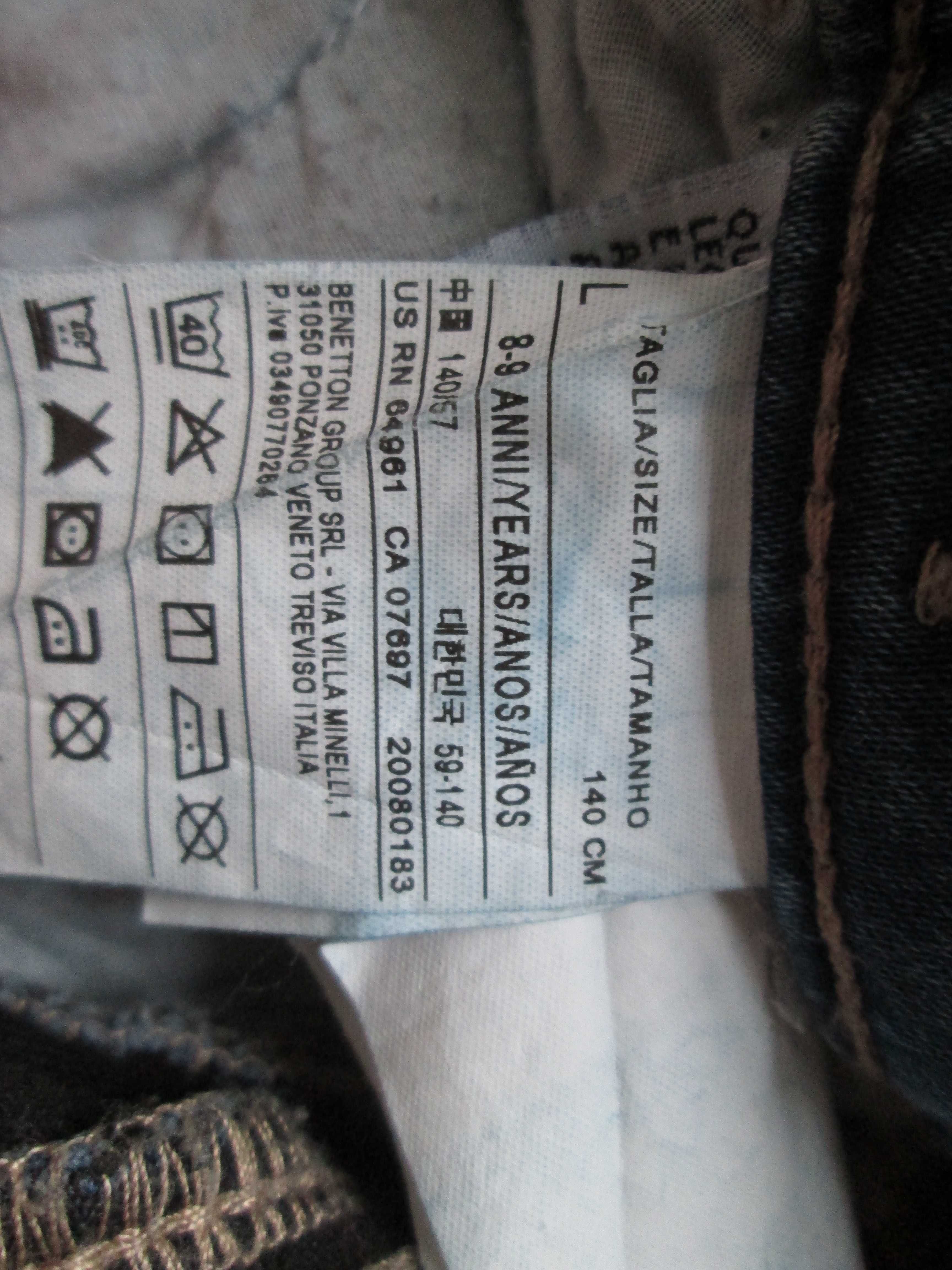Benetton Jeans dziewczęce spodnie 8-9 lat / 140 cm stretch