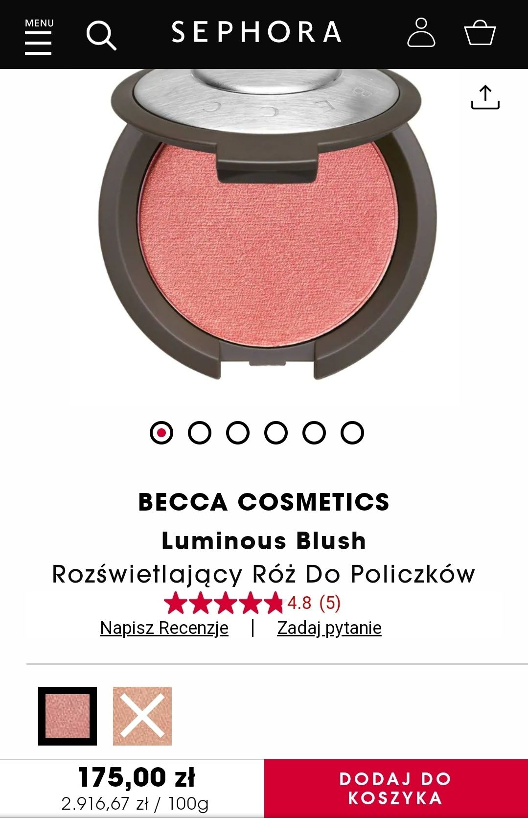 Rozświetlający róż Becca
 SEPHORA