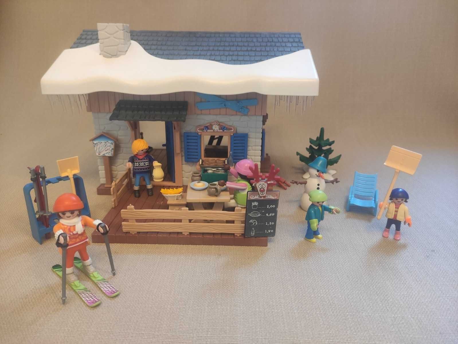 Playmobil zimowa chatka 9280 + auto z boxem dachowym 9281