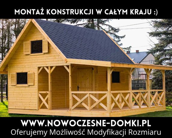 Domek Letniskowy Drewniany Całoroczny do 35 m2 Z Tarasem Powierz.20m2