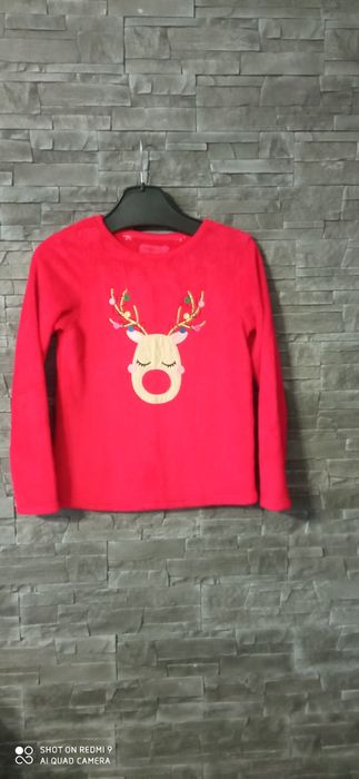 Świąteczna czerwona polarowa bluza Primark r. 146