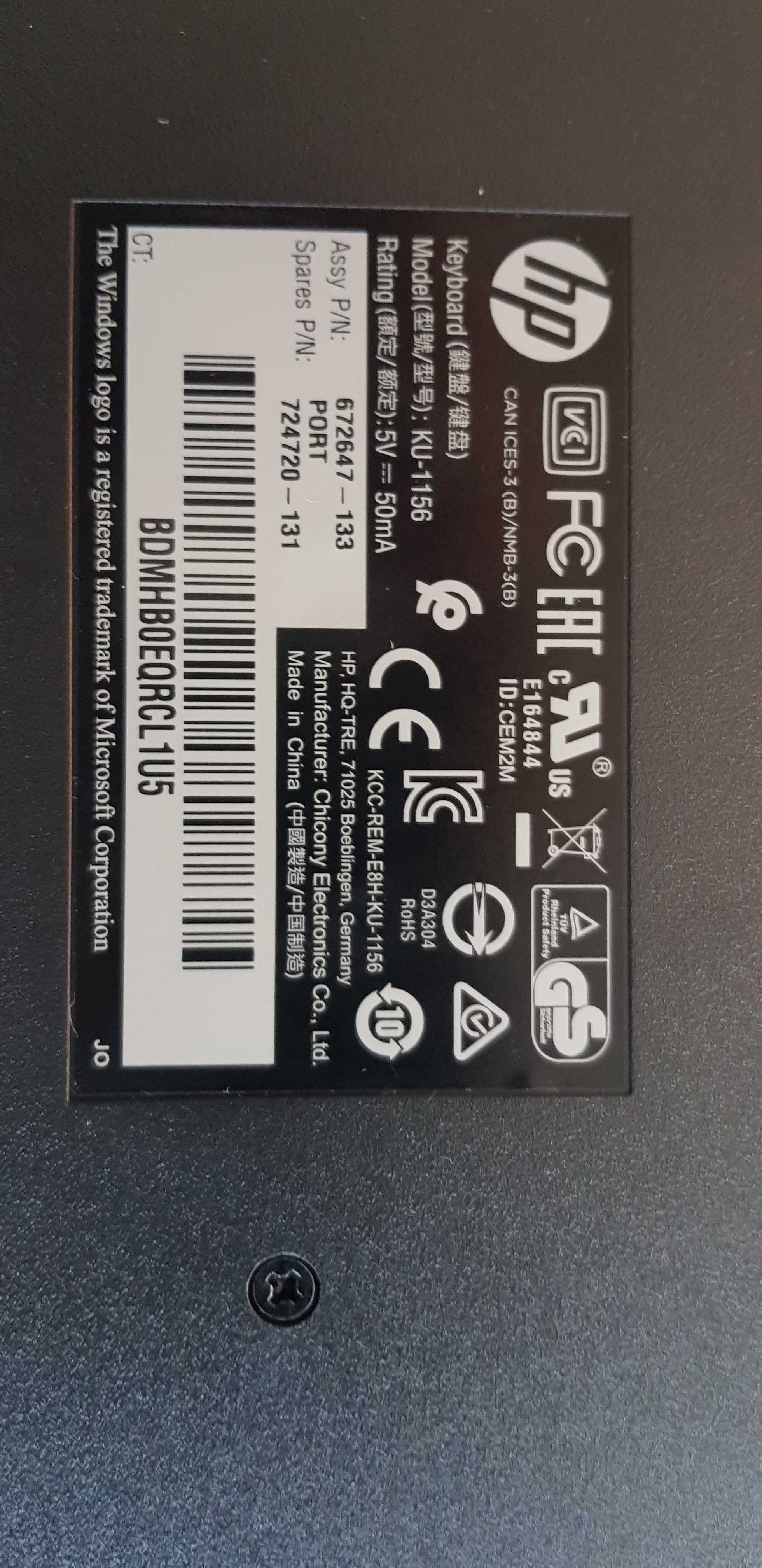 Teclado HP USB preto novo