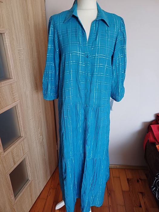 Sukienka bawełniana tetrowa z nitka srebrna XL