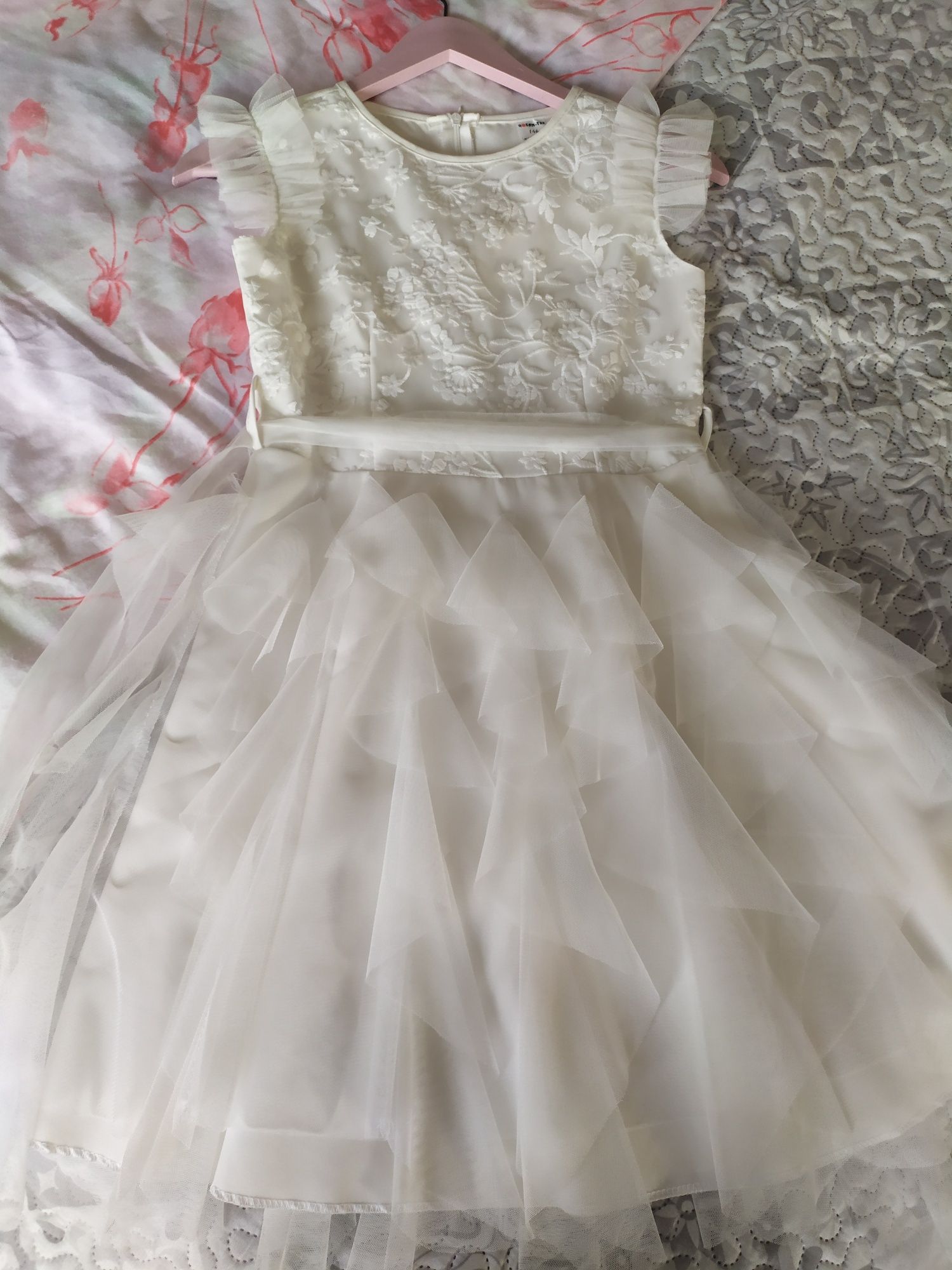 Piękna biała sukienka i opaska wesele komunia  i 146/152  rosantex