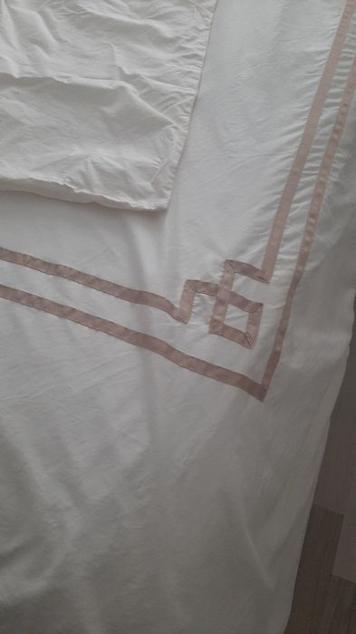 Posciel z lamowką nowoczesna beżowa 220cm x220 cm