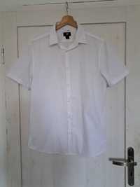 Koszula biała L H&M Easy Iron krotki rękaw męska gładka