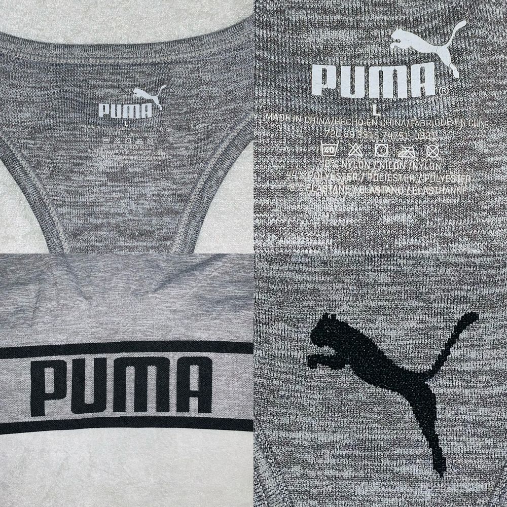 Оригінальний брендовий спортивний сірий топ puma