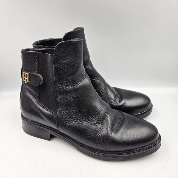 Botki Damskie Tommy Hilfiger Th Leather Flat Boot Rozmiar 39