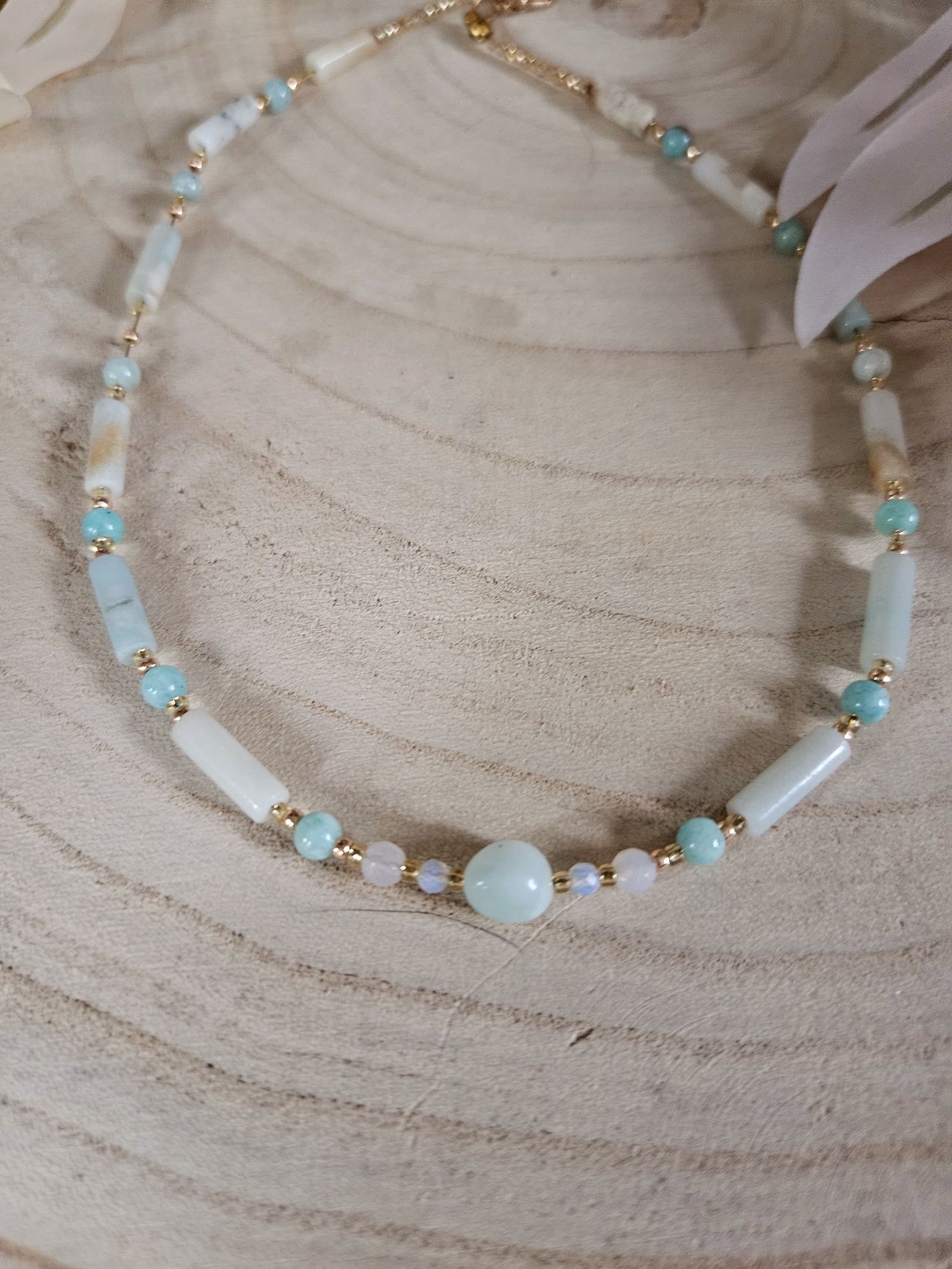 Naszyjnik Choker kamienie naturalne Larimar Amazonit Hematyt