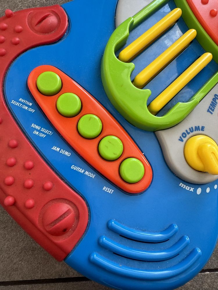 Elektryczna gitara grająca zabawka interaktywna niebieska gra instrume