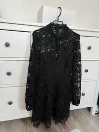 Czarna elegancka sukienka koronka Missguided r. S