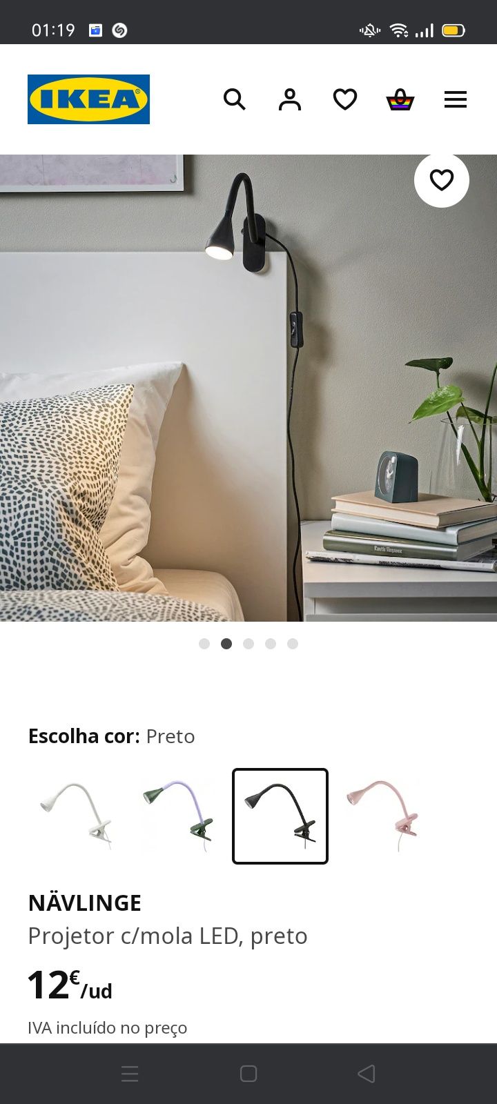 Projetor Navlinge c/mola LED, IKEA. NOVO