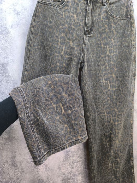 Леопардові жіночі джинси вільні широкі під вінтаж висока посадка