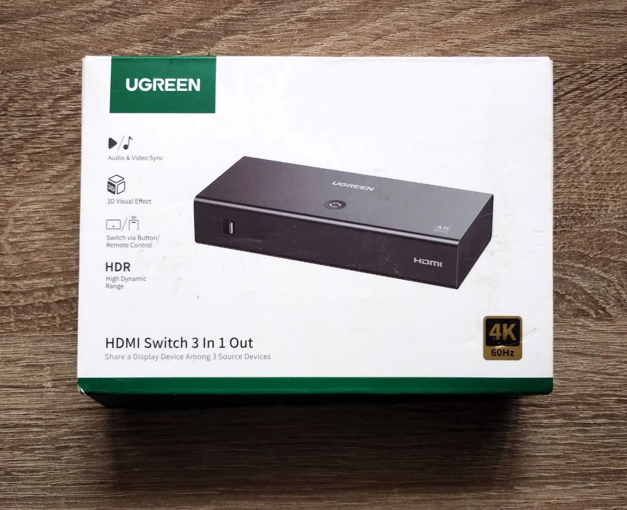 UGREEN HDMI 2.0 Przełącznik 4K 60Hz Rozdzielacz HDMI 3 w 1