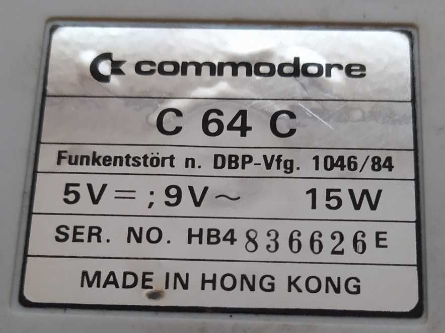 C64 C commodore 100% ok kolekcja retro 8bit HONG KONG mikrokomputer
