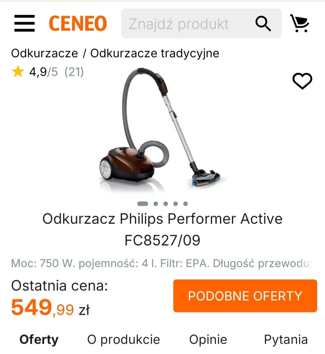 Odkurzacz Philips FC8527 Prefirmer Active Remonte Control