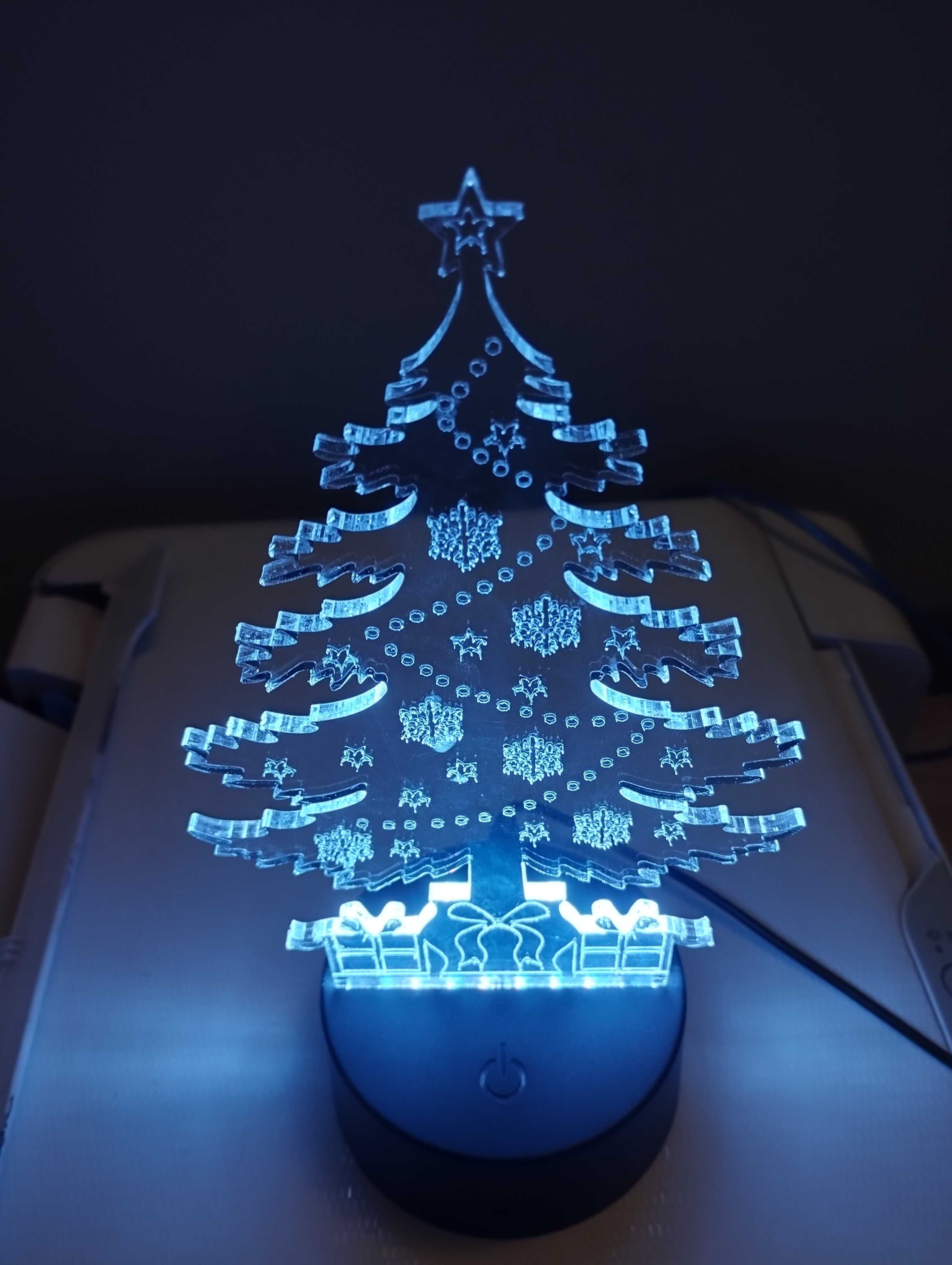 Lampka led 3d choinka pilot prezent