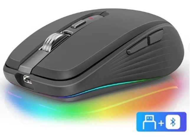 Мышка беспроводная FM FIT-3 USB+Bluetooth с RGB подсветкой на аккум