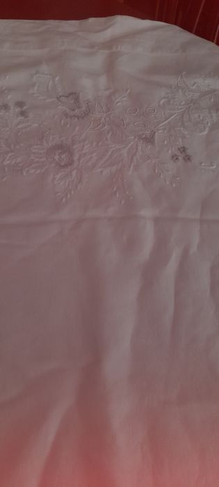 Lencol linho bordado a mao