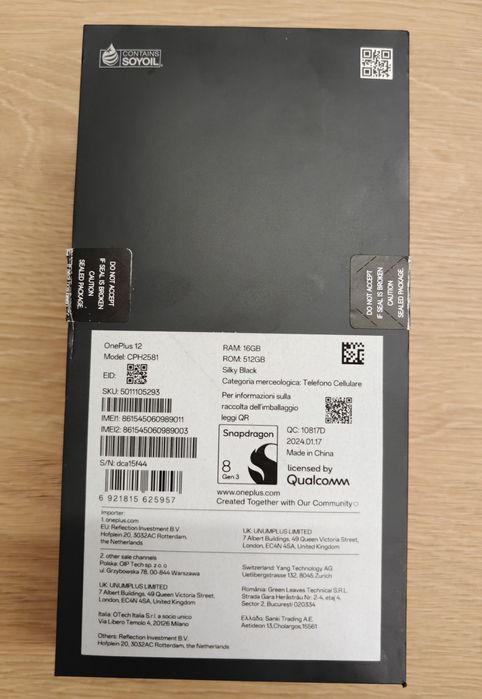 OnePlus 12 czarny 16 GB RAM dysk 512