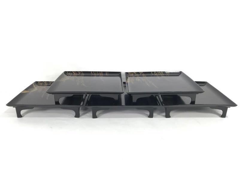 Conjunto mesas vintage Japonesas madeira lacada Oriental Japão