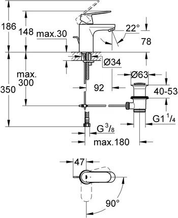 Bateria Grohe chrom Eurostyle Cosmopolitan 233.7700E