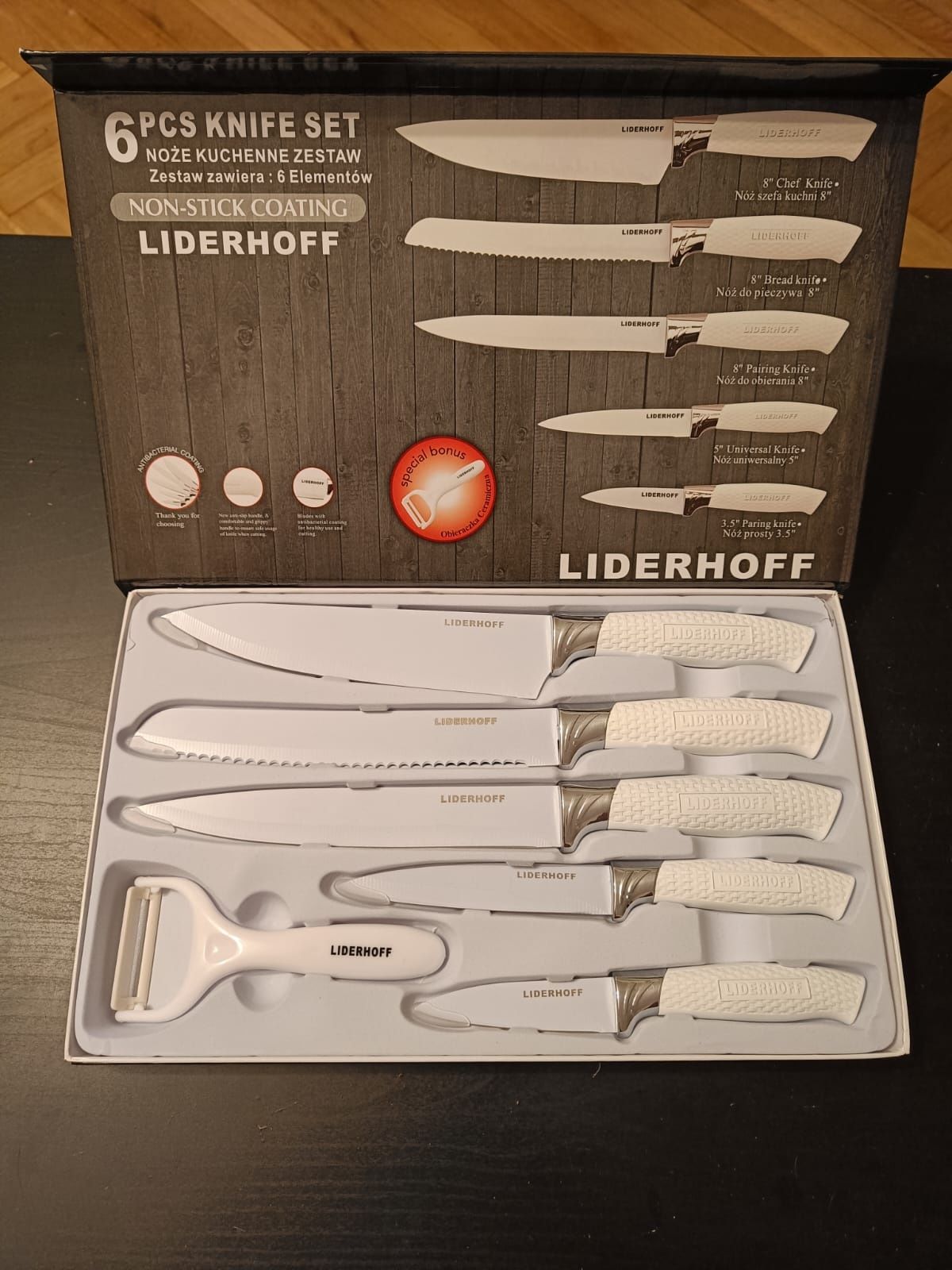 Zestaw 5 noży Liderhoff z obieraczką