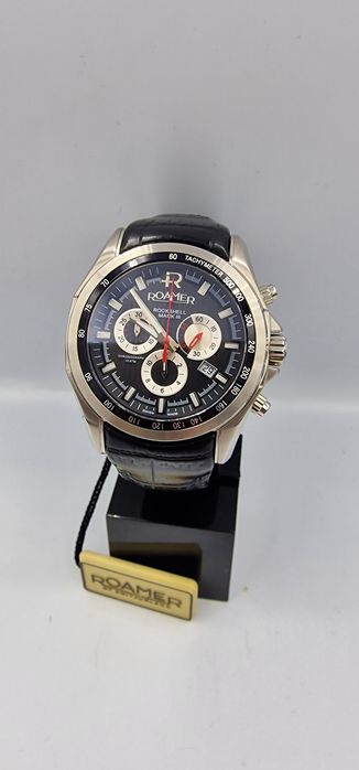 Roamer Rockshell Mark III Chrono - szafir, skóra,  Swiss Made