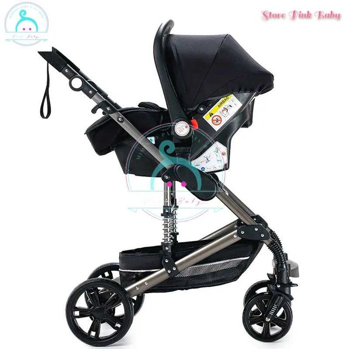 Carrinho de bebé 3 em 1 PinkBaby - Fabulous - Preto