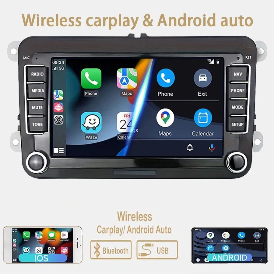 Магнитола штатная: VW Android 12, 2+64 CarPlay Skoda A5, Passat B6, B7