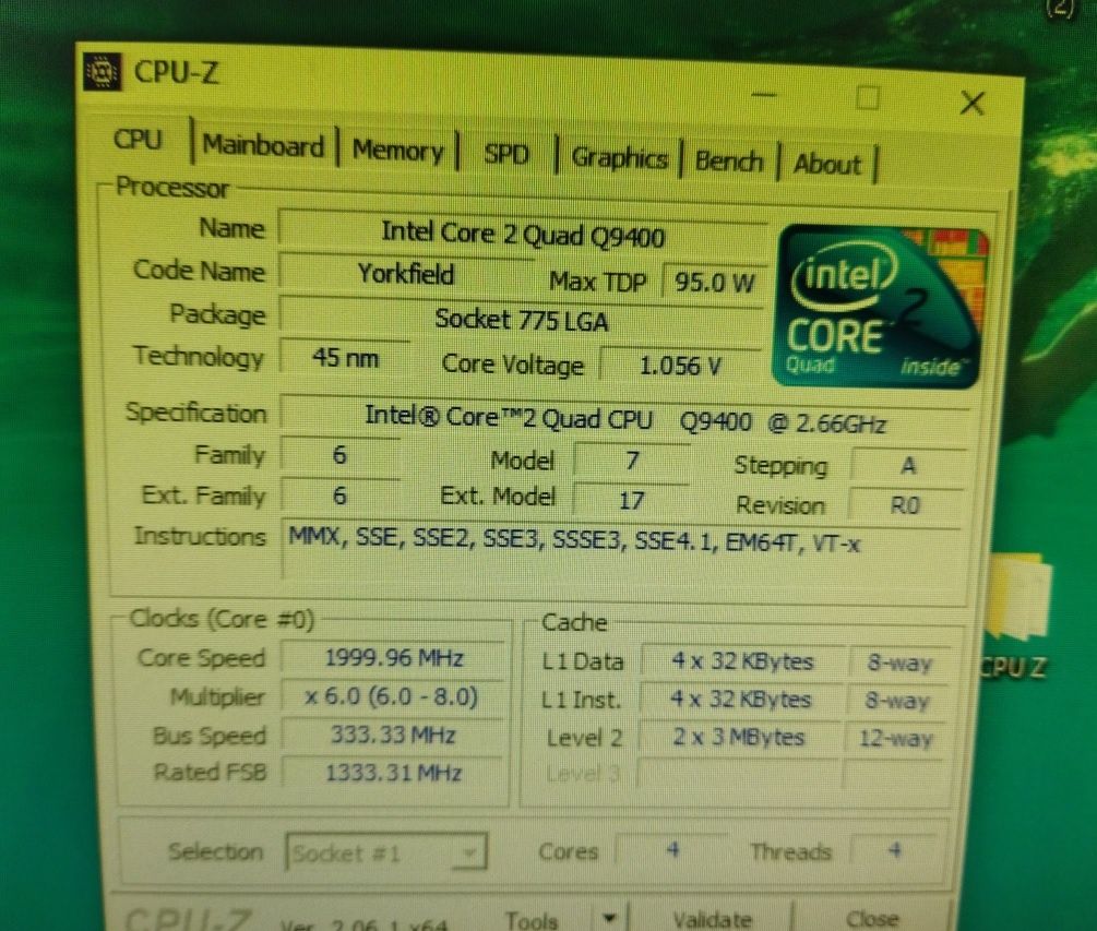 Komputer Intel core 2 Quad Q9400. 4GBRam. Windows 10