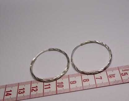 Srebrne kolczyki diamentowane koła 3,5 cm. 1,8 mm.
