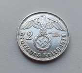 2 марки 1938 р. Німеччина 3 рейх Гінденбург срібло