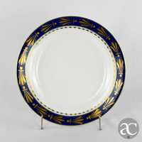 Prato porcelana Artibus, decorado a ouro e azul-cobalto