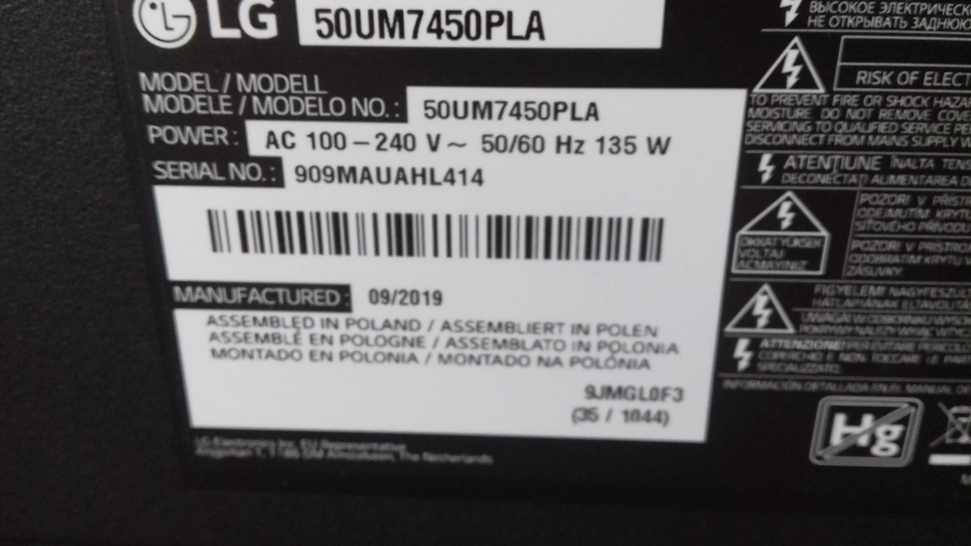 Telewizor 50" z DVB-T2 i WiFi